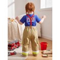 thumbnail image 6 of Hirigin Kids Toddler Baby Boy Halloween Firefighter Outfit Short Sleeve T-Shirt Suspender Pants Overalls Halloween Birthday Outfits, 6 of 9