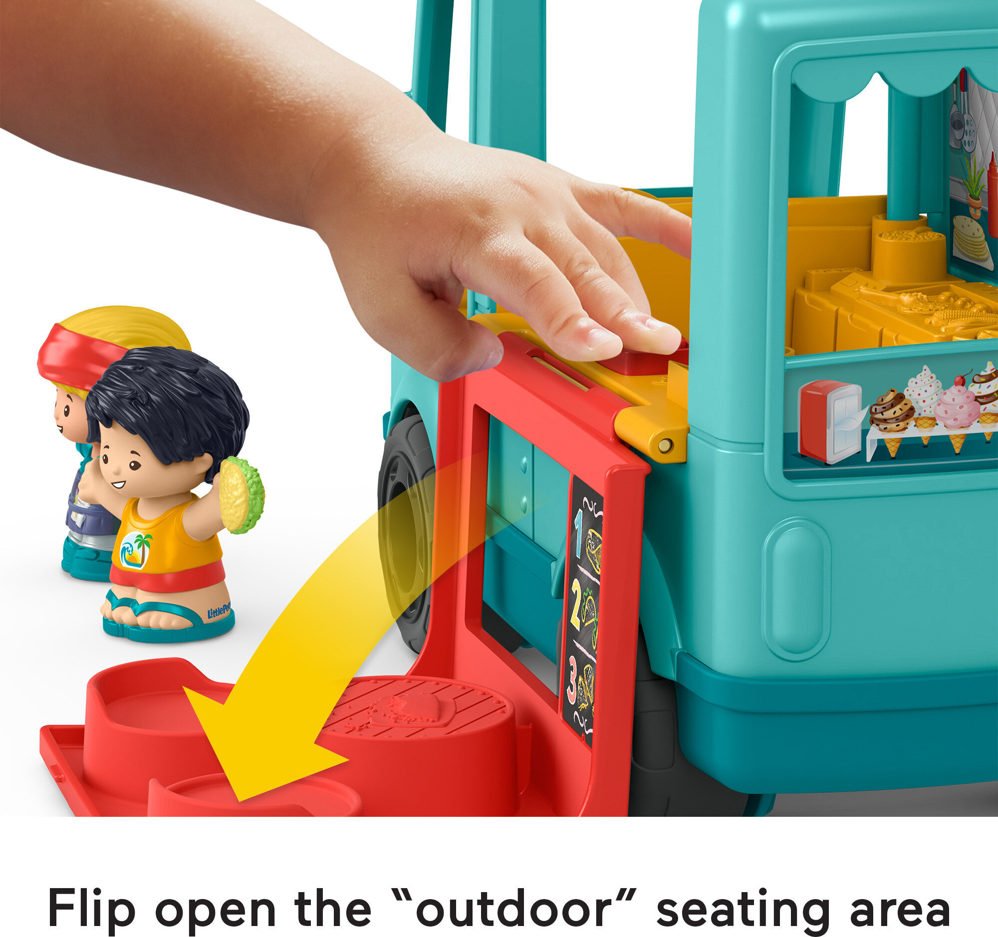 Fisher-Price Little People Serve It Up Food Truck Musical Toddler Toy with 2 Figures - image 4 of 6