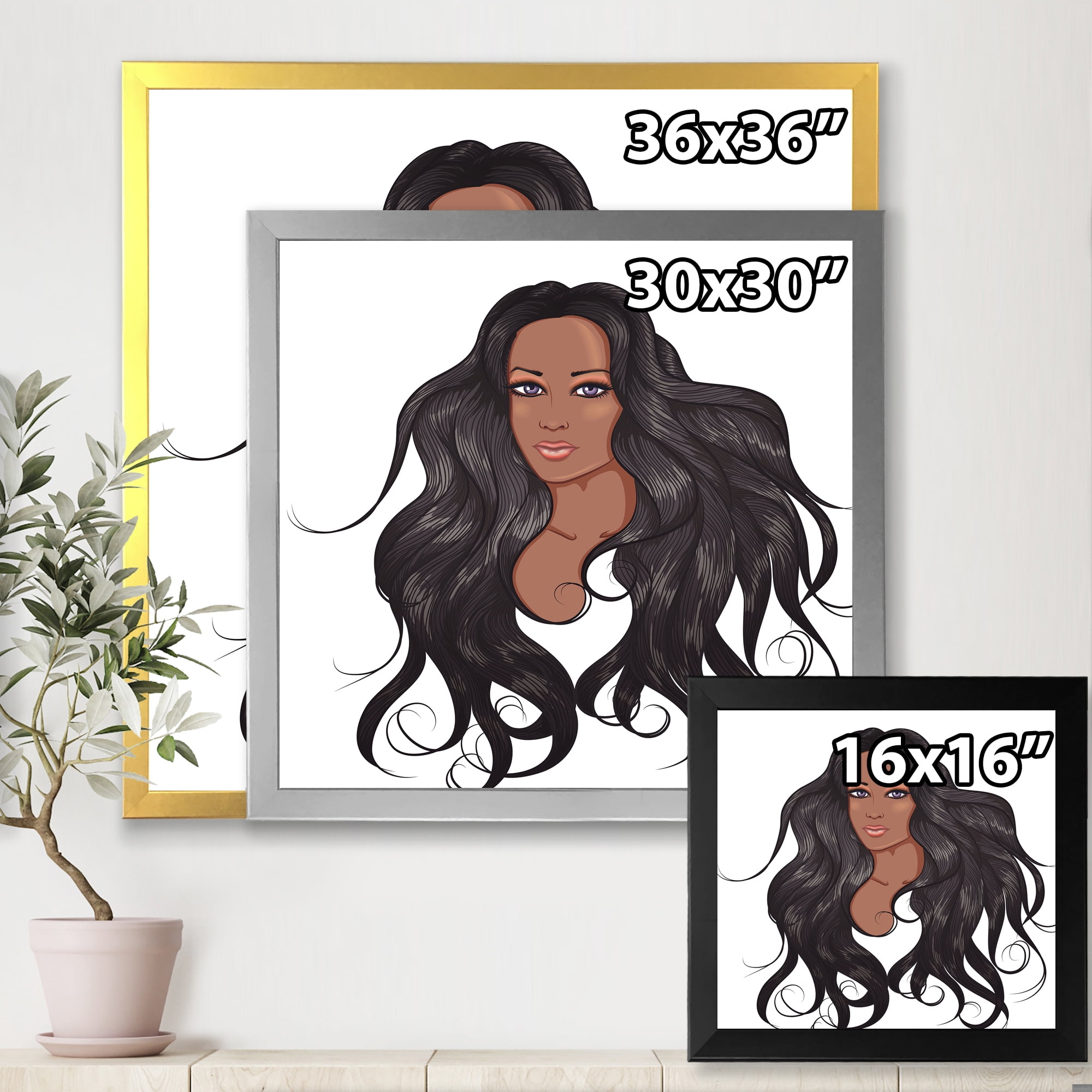 Designart 'Portrait Of Afro American Woman XV' Modern Framed Art Print