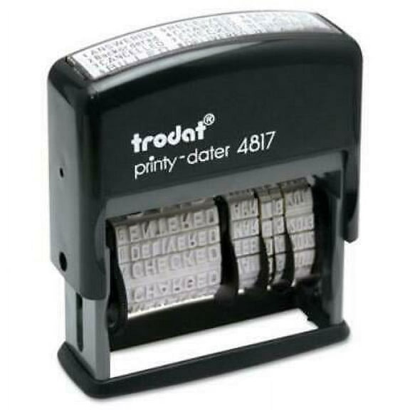 2PK Trodat Economy 12-Message Stamp, Dater, Self-Inking, 2 x 3/8, Black (E4817)