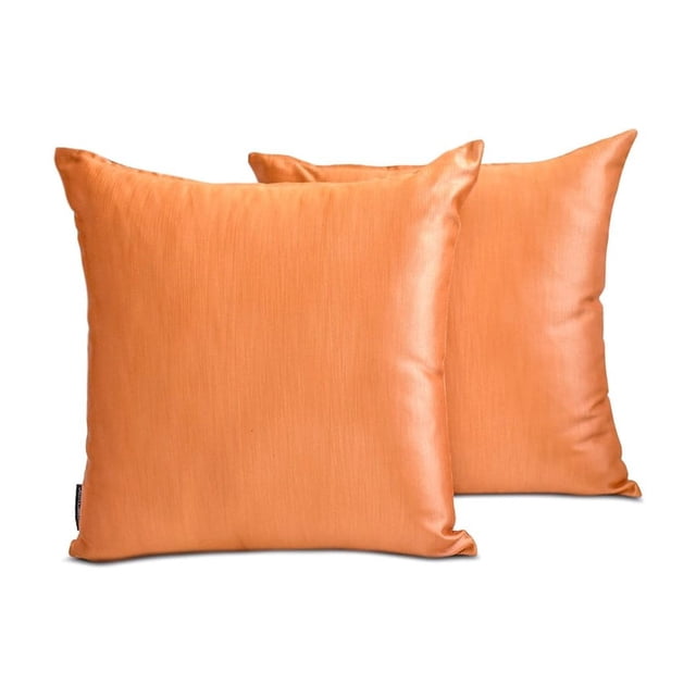 Fundas de cojín decorativas HomeCentric naranjas (paquete de 2), 30 x 30 cm (12 x 12 pulgadas), de satén liso para sofá, estilo moderno liso - Satén flameado naranja