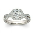 thumbnail image 2 of Eclet Jewels Women's Jewelry - 2 Ct Brilliant Round Cut Moissanite Ring - Wedding Silver Ring - Twisted Engagement Anniversary Unique Halo Ring for Her - Infinity Promise Ring for Daily Wear, 2 of 8
