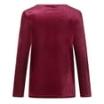 thumbnail image 6 of QATAINLAV Long Sleeve Tops for Women Solid Color Velvet Crewneck Shirts Casual Loose Soft Tuinc Blouse, Red, M, 6 of 9