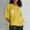 Yellow, variant on Patlollav Womens Blouse Casual 3/4 Sleeve Round Neck Cotton Linen Print Solid Tops