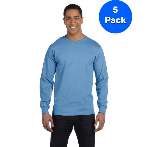 Mens DryBlend 5.6 oz 50/50 Long-Sleeve T-Shirt 5 Pack