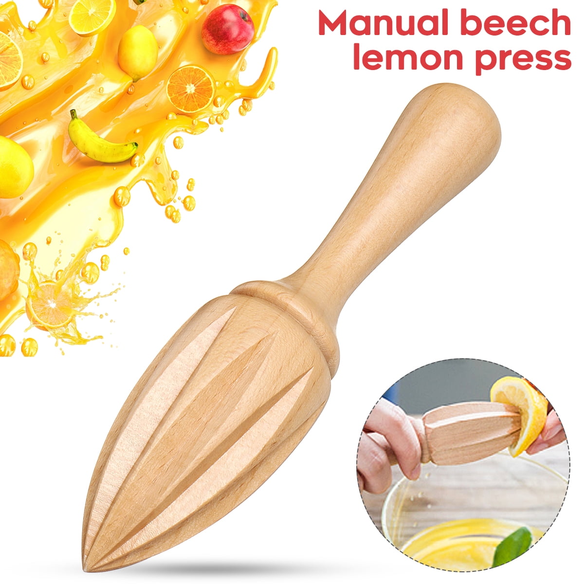 Lemon Squeezer Wood Orange Fruit Hand Press Citrus Reamer Juicer