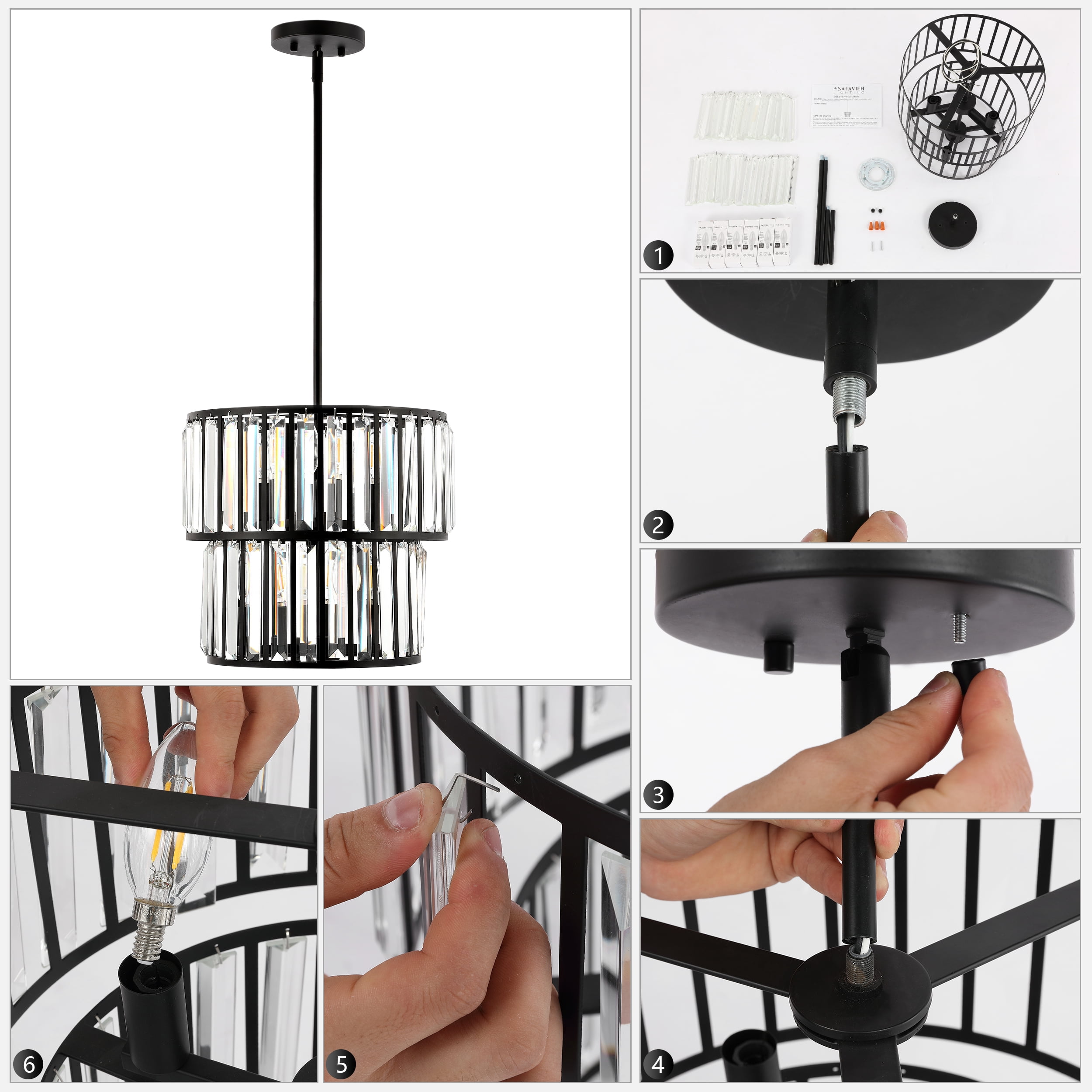 SAFAVIEH Crissa 6-Light Mid-century Black Metal Chandelier