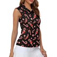 thumbnail image 4 of Whosucclay Candy Cane Pattern Workout Shirts Golf Sleeveless Half Zip Top for Women, Stretchy Anti Wrinkle for Sports Hiking Outdoor, 4 of 8