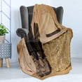 thumbnail image 4 of Western Soft Flannel Fleece Throw Blanket, Arizona Texas Style Cowboy Boots Hat on Wood Rustic Farmland Illustration, Cozy Plush for Indoor and Outdoor Use, 60" x 80", Brown and Cream, by Ambesonne, 4 of 5