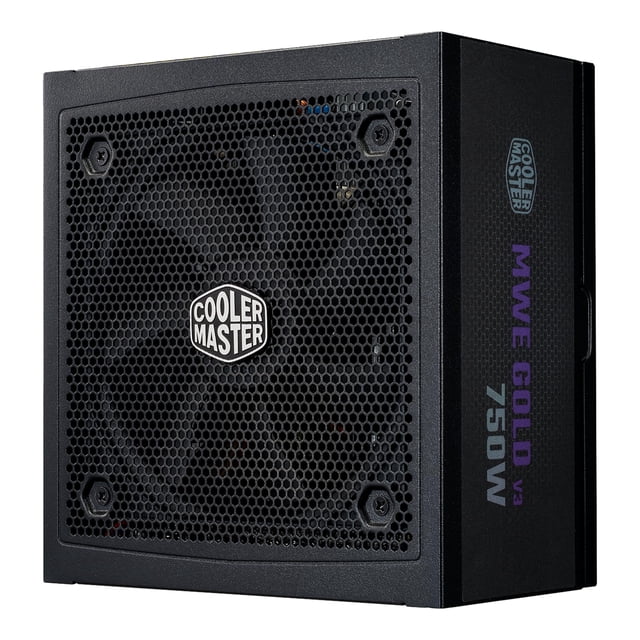 Cooler Master Mwe Gold 750 V3 Atx 3.1 Fuente de alimentación modular completa 750W 80 Gold Efficiency 90 12Vhpwr|450W Pcie 5.1 Condensadores japoneses Modo cero rpm Cubierta de ventilador hexagonal 10