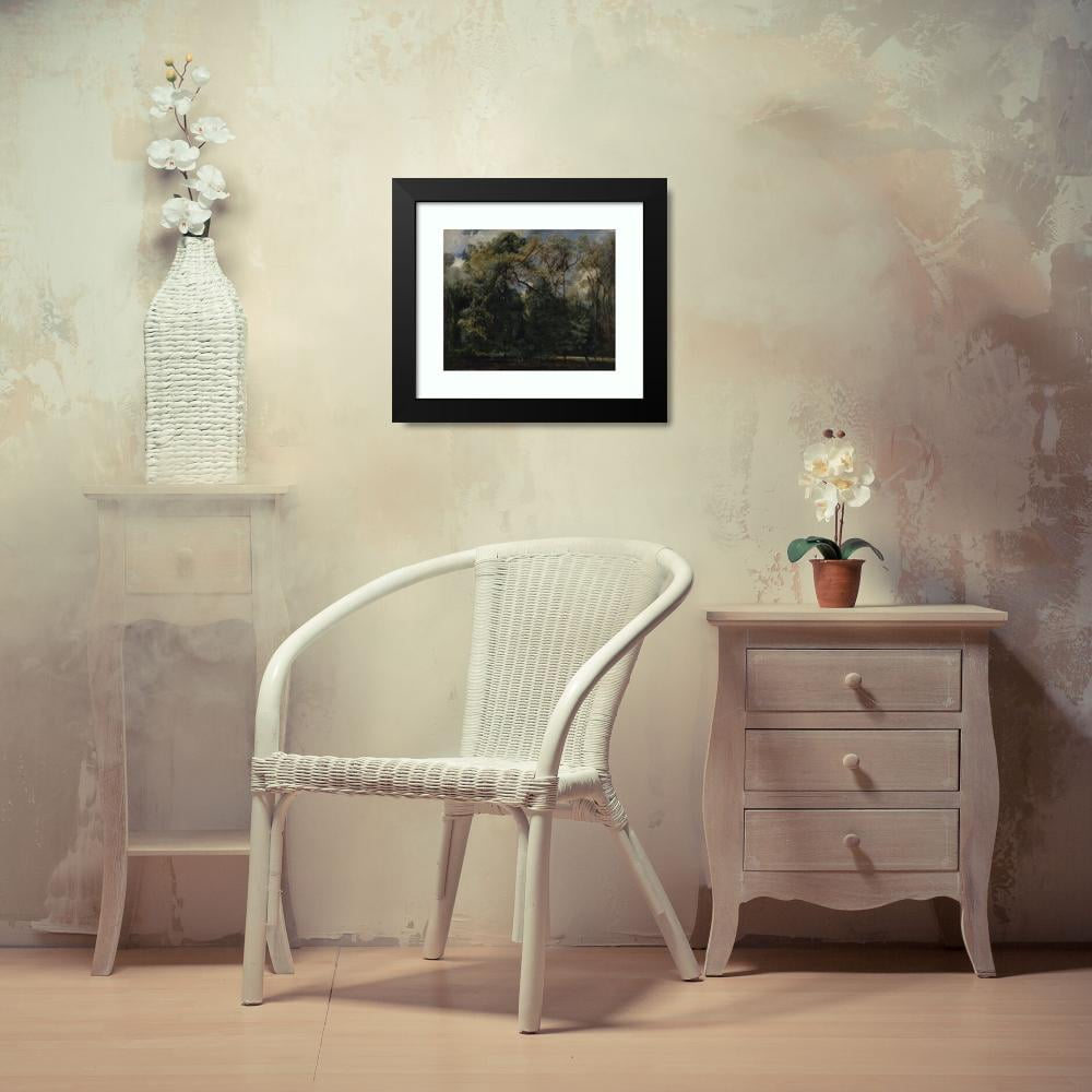 Paul Huet 17x15 Black Modern Framed Museum Art Print Titled - Les Ormes De Saint-Cloud (1823)