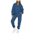 thumbnail image 2 of Usmixi Tracksuits Set for Women Half Zip Pullover 2 Piece Sets Women Stand Neck Sweatshirt and Drawstring Jogger Sweatpant Sweatsuits Sets Casual Lounge Sets 2PC Outfits Sets Clearance Under $10, 2 of 7