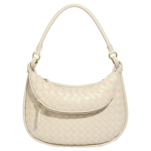 Bolso de hombro elegante tejido con monedero, bolso de mano con forma de media luna para mujer