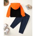 thumbnail image 3 of 12 Months Baby Boys Outfits 18 Months Boys Fall Winter Clothes Toddler Boys Long Sleeve Letter Print Hooded Top Jeans Pants 2PCS Set Orange, 3 of 7