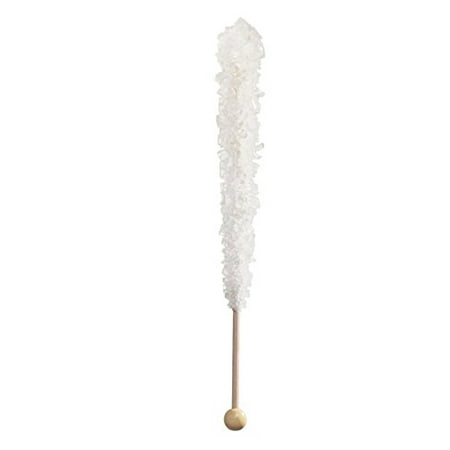 Rock Candy Sticks Bubble Gum White Rock Candy on a Stick - Pack of 24 (Natural Sugar Flavored) -
