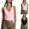 thumbnail image 4 of PFRNLF Summer Tank Tops for Women Deep V Neck Sleeveless Double Lined Crop Tank Top, 4 of 4