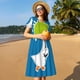 thumbnail image 4 of Disketp Goose Holding an Umbrella para Vestido de Manga Corta para Mujeres, Vestidos de Verano para Mujeres, Casual y Holgado para la Playa, 4 of 6
