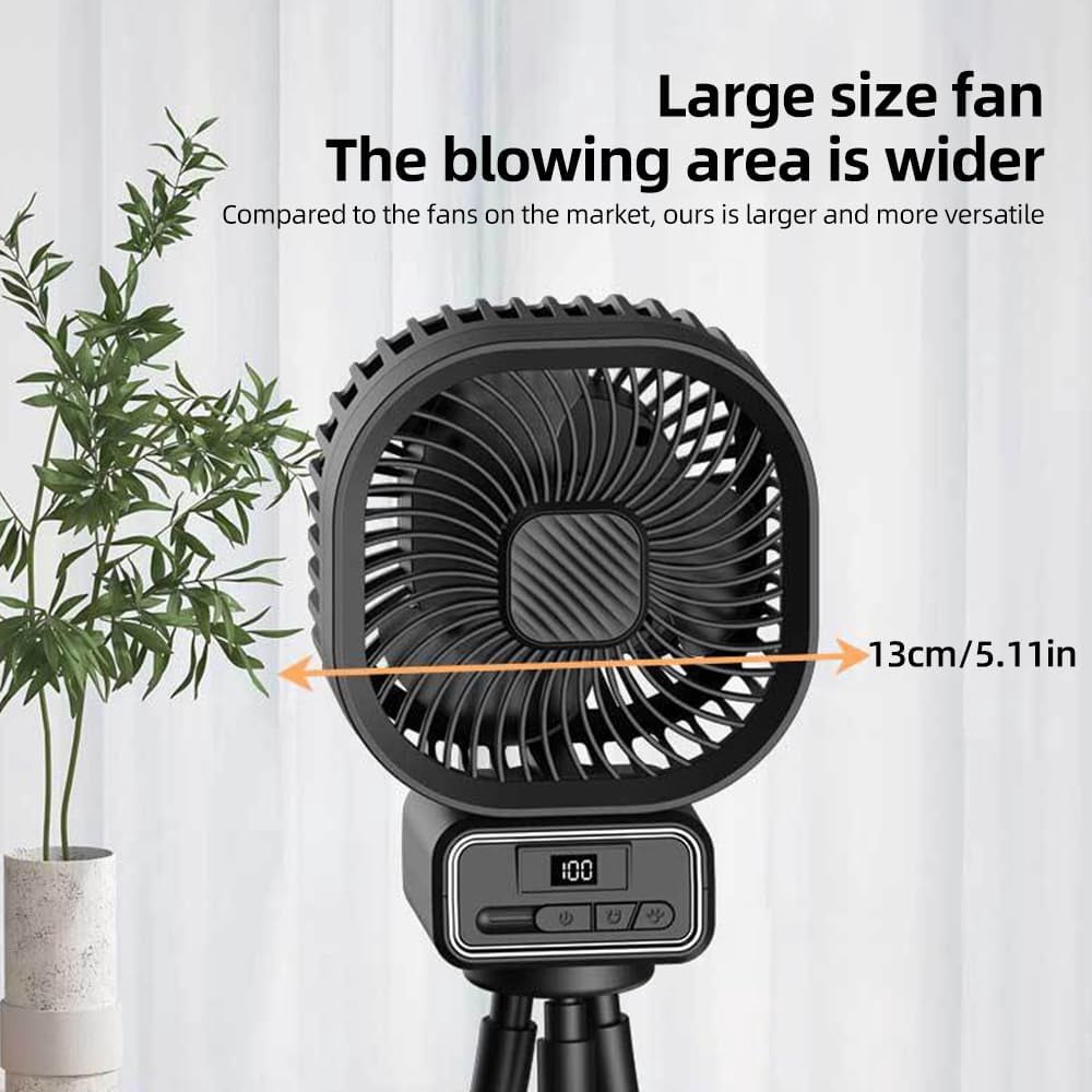 Mini Handheld Stroller Fan,5000mAh Personal Portable Car Seat Baby Fan with Flexible Tripod,Rechargeable Desk Fan with LED Lights Adjustable 3 Speeds for Travel Treadmill Golf Cart, Black