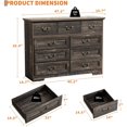 thumbnail image 4 of 9-Drawer Dresser for Bedroom, 47" Wide Dressers Wood Vintage Chest of Drawers with Natural Texture and Vintage Gold Floral Handles, Farmhouse Storage Organizer for Living Room, Hallway Entryway, 4 of 8
