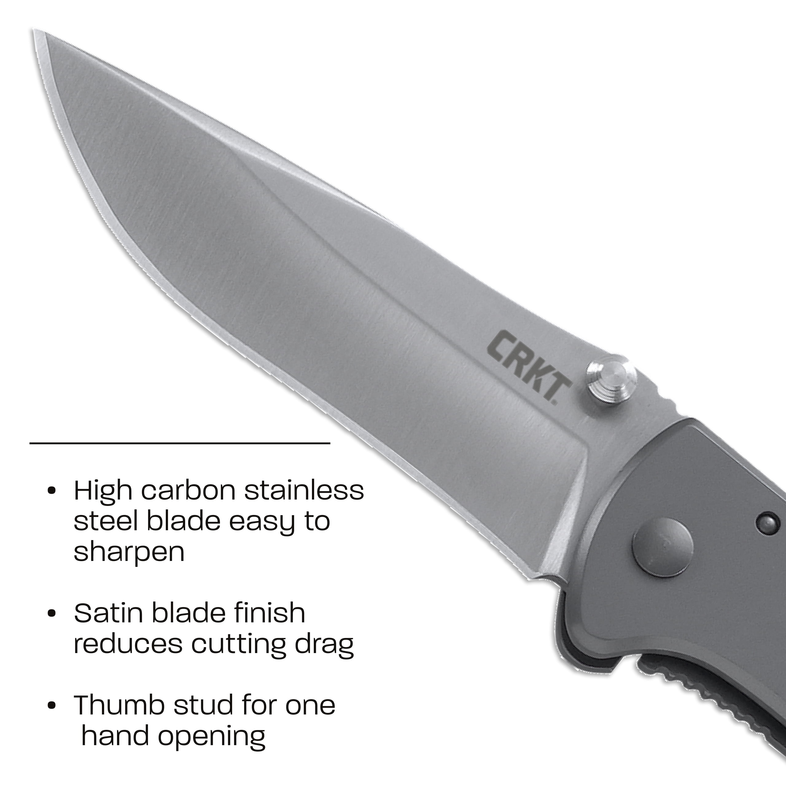 CRKT Drifter Everyday Carry EDC Pocket Folding Knife with Frame Lock: Stainless Steel Plain Edge Blade, Stainless Steel Handle, Pocket Clip, 6450S