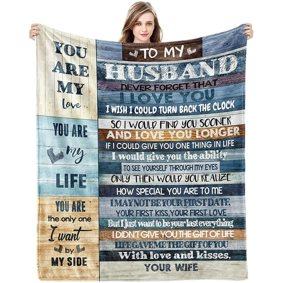 Gifts for Husband, Husband Gifts Blanket from Wife, Anniversary Romantic Gifts for Him, Birthday Gifts for Husband Blanket 60"x50", Husband Gifts for Christmas Valentine Father's Day, Hubby Gifts
