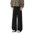 thumbnail image 4 of Domuza Men's Y2k Baggy Sweatpants Wide Leg Drawstring Elastic Waist Sweat Pants Trendy Casual Relaxed Fit Athletic Trousers with Pockets Black 2XL, 4 of 8