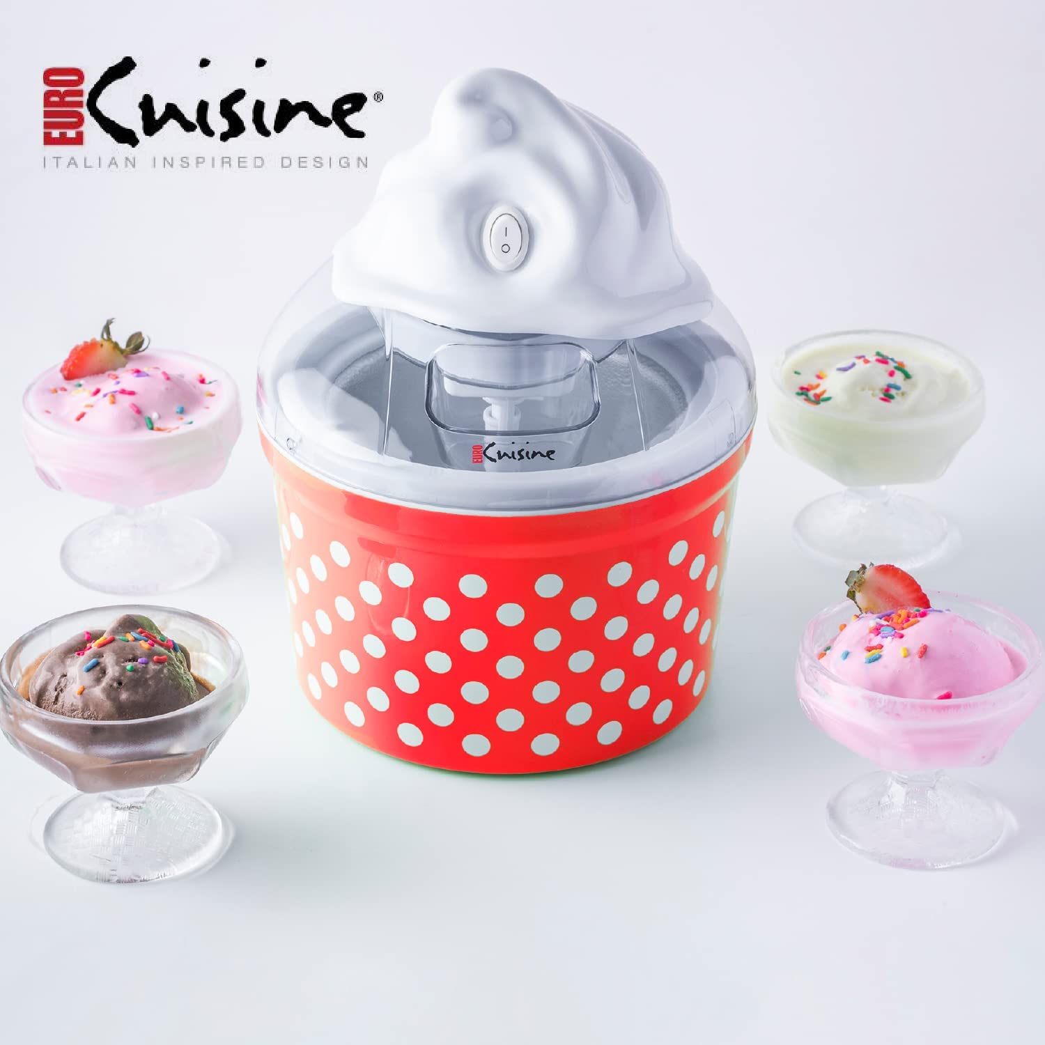 Ice  Maker with 4 Glass Cups - Double-Insulated Freezer Bowl for Homemade Gelato, Sorbet &  Yogurt in 30 Minutes
