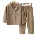 thumbnail image 3 of Hessimy Boys Cotton Long Sleeve Pajamas Toddler Kids Sleepwear Clothes Long sleeve Sets Toddler Girl Boy pajama sets shorts(Brown,2-3 Years), 3 of 3