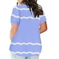 thumbnail image 4 of yillto Womens Summer Plus Size Top Short Sleeve V Neck Loose Striped Blouse Causal Tshirts with Pockets, 4 of 5