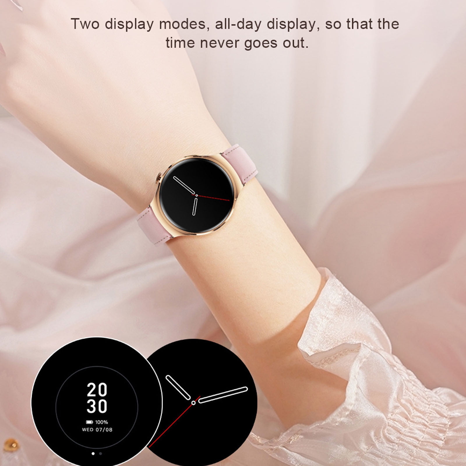 Hwkond Smart Watches Men Women, New Bluetooth Call For Women's Health Temperature NFC Smartwatch(Gold)