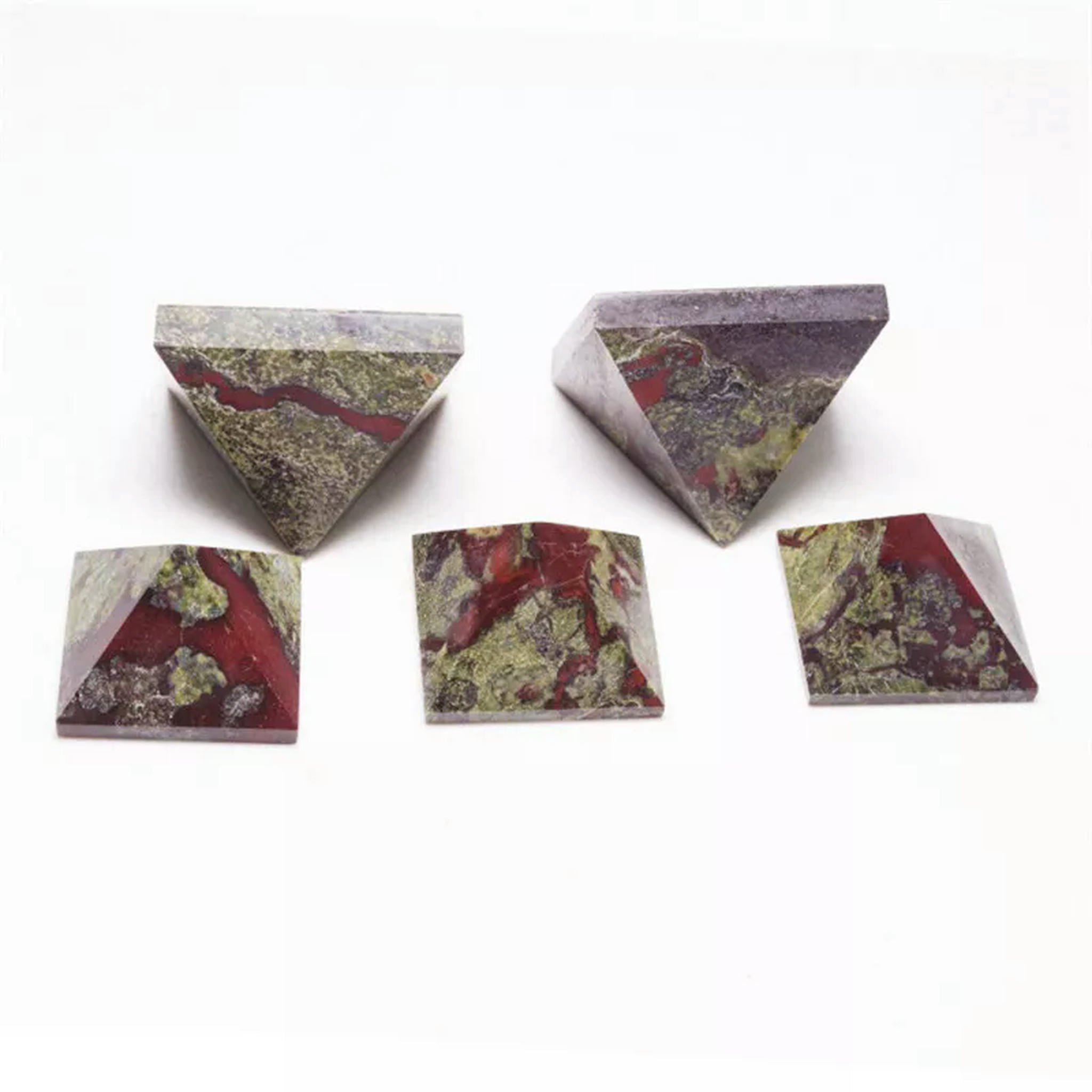 EOEMY 5Pcs Natural Dragon Blood Quartz Crystal Pyramid Healing Orgonite Gemstone Tower