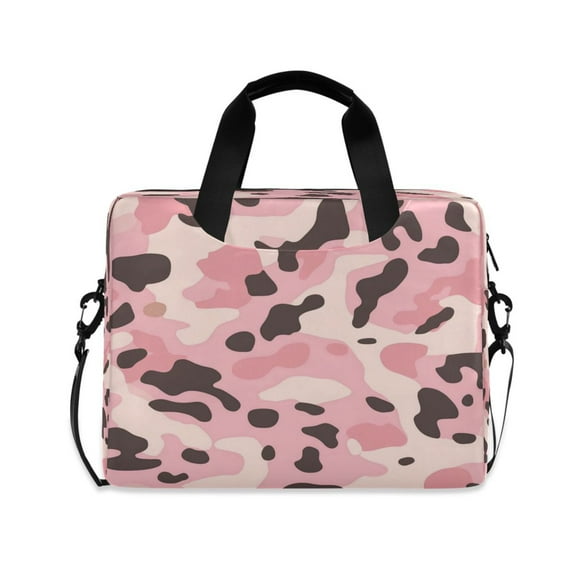 16inch Laptop Briefcase, Business Laptop Bag with Detachable Strap & Padded Compartment, Water-Resistant Polyester，An Pink and Red Leopard Print