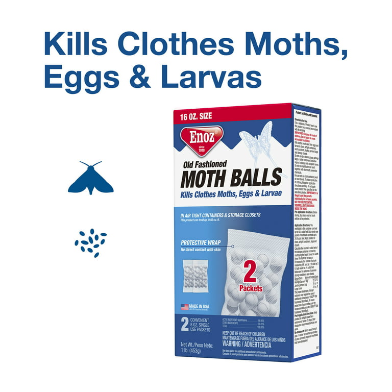 Enoz Old Fashioned Moth Balls, 16 oz, 2 Single Use 8 oz Packets