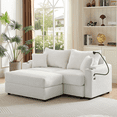 thumbnail image 4 of 72.8" Loveseat Modular Sectional Sofa, Modern Sectional Sofa Couch with Storage Space, Movable Ottoman, 2 USB Ports, 2 Cup Holders and a Phone Holder, Lounge Cloud Couch for Living Room, Beige, 4 of 9