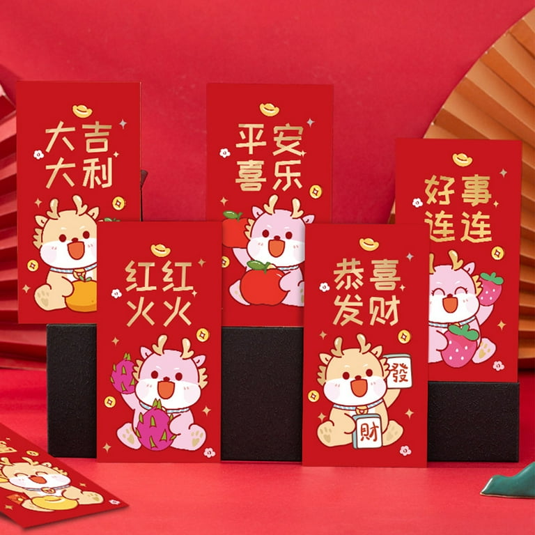 46 Pcs Chinese New Year Decorations 2024, Congratulation Card, Gold Coin,  Red Lanterns, Paper Fans, Lucky Bags, Chinese Knots, Red Envelopes for 2024