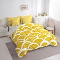 thumbnail image 3 of Feelyou Yellow Stripes Teens Bedding Comforter Set 7pcs, Abstract Japanese Waves Queen Bedding Sets, Mid Century Fashion Reversible Queen Sheet Sets, Minimalst Lightweight Room Decor, 3 of 8