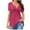 Hot Pink, variant on Fanxing Women V-Neck Twist Front Tops Plus Size Knotted Tunics Blouse Elegant Short Sleeve Shirt Casual T-Shirt Solid Color Pullover Wine,XXXXXL Female