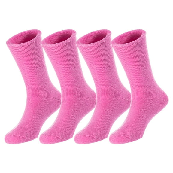 Lovely Annie Unisex Children's 4 Pairs Wool Blend Crew Socks LK0601 Size 9Y-11Y Rose