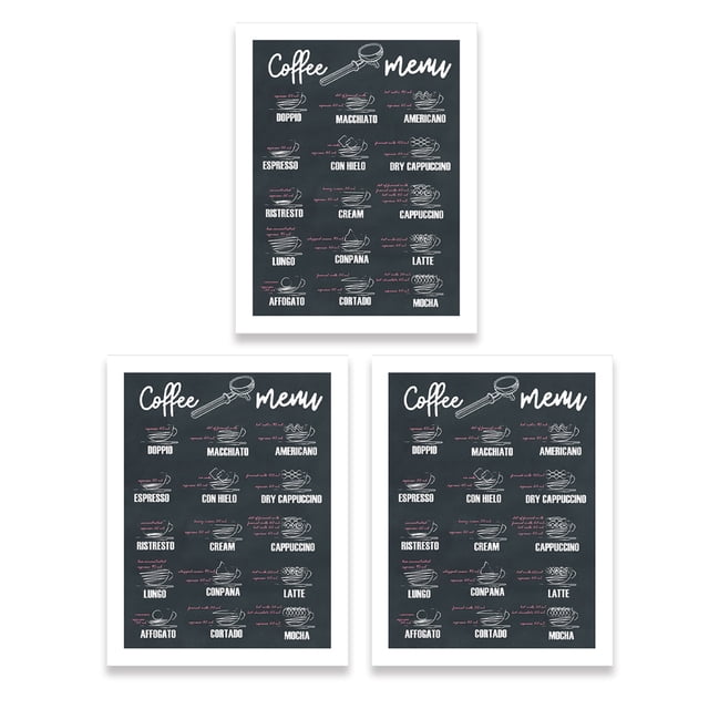Retro Cafetería Impresión Sin marco de pared Decoración de la lona Material grueso Multicolor Color-Fast Poster Detachable Poster Fotos decorativas 3 piezas Jumpingount HA011821-00