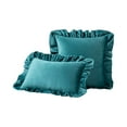 thumbnail image 2 of Solid Color Ruffled Pillow Covers, Soft Rustic Velvet Pillowcases, Decorative Ruffle Cushion Cover for Sofa Chair Home Decor (Dark Green, 12*20"), 2 of 3