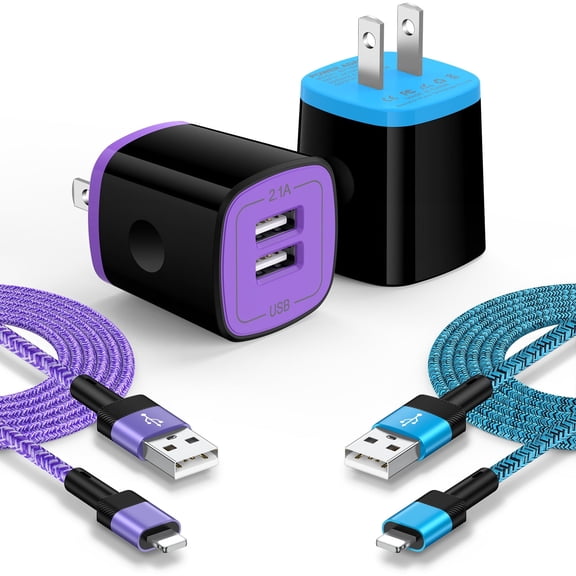 2 Pack Compatible with iPhone Charger with USB A to Lightn-ing Cable 10FT, Dual Port Charger Block Phone Charger with Fast Charging Cord, USB Wall Charger Aadpter Compatible for iPhone14/13/12/11