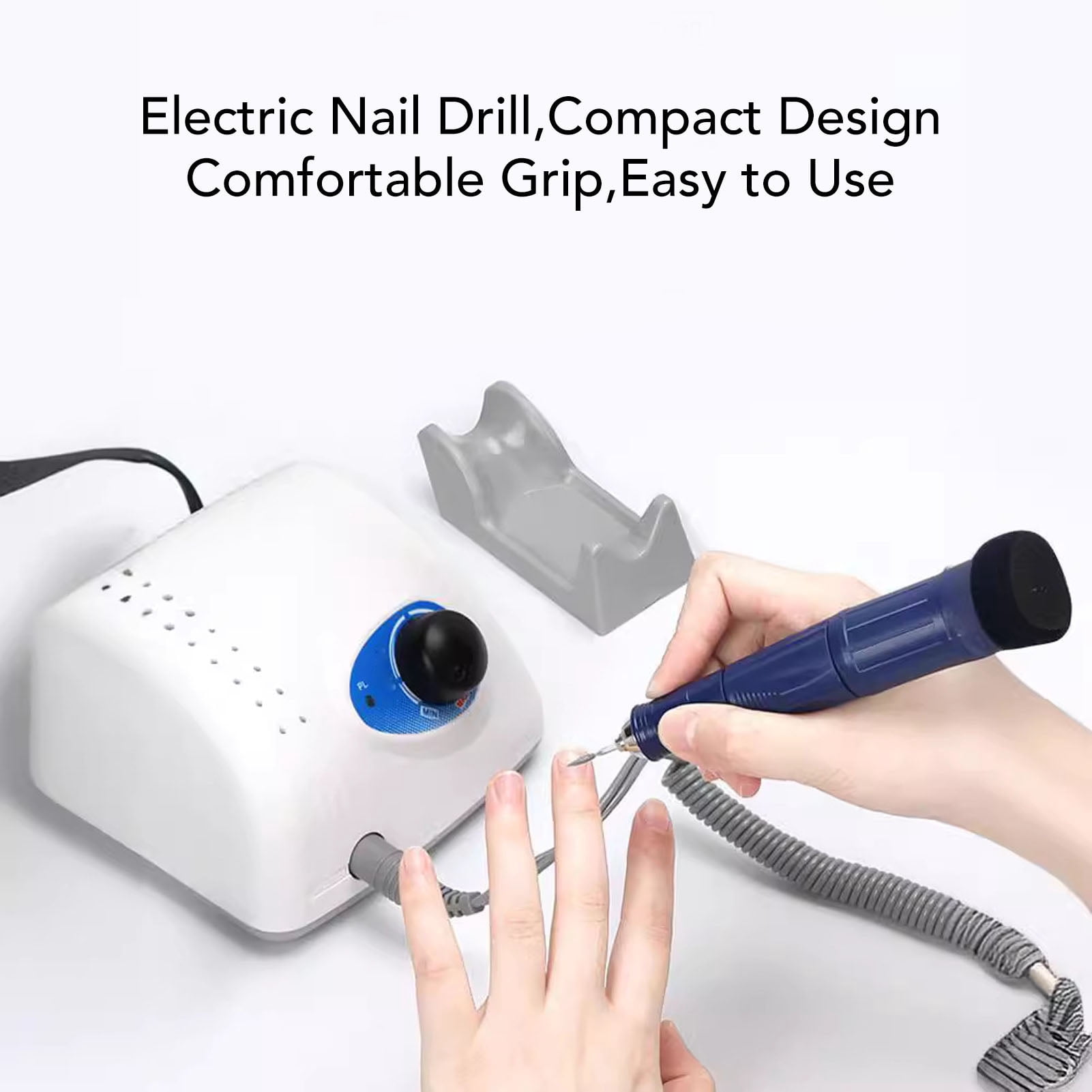 YAHHU Electric Nail Drill with Foot Pedal 35000 RPM Hand Foot Control Nail File Machine 65W for Salon Use EU Plug 220V 220 Volts Professional Manicure Grinder Tool Set Black