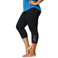 thumbnail image 4 of Asgosdo Women Plus Size Lace Hem Capri Leggings High Waist Stretch Solid Casual Cropped Pants, 4 of 5