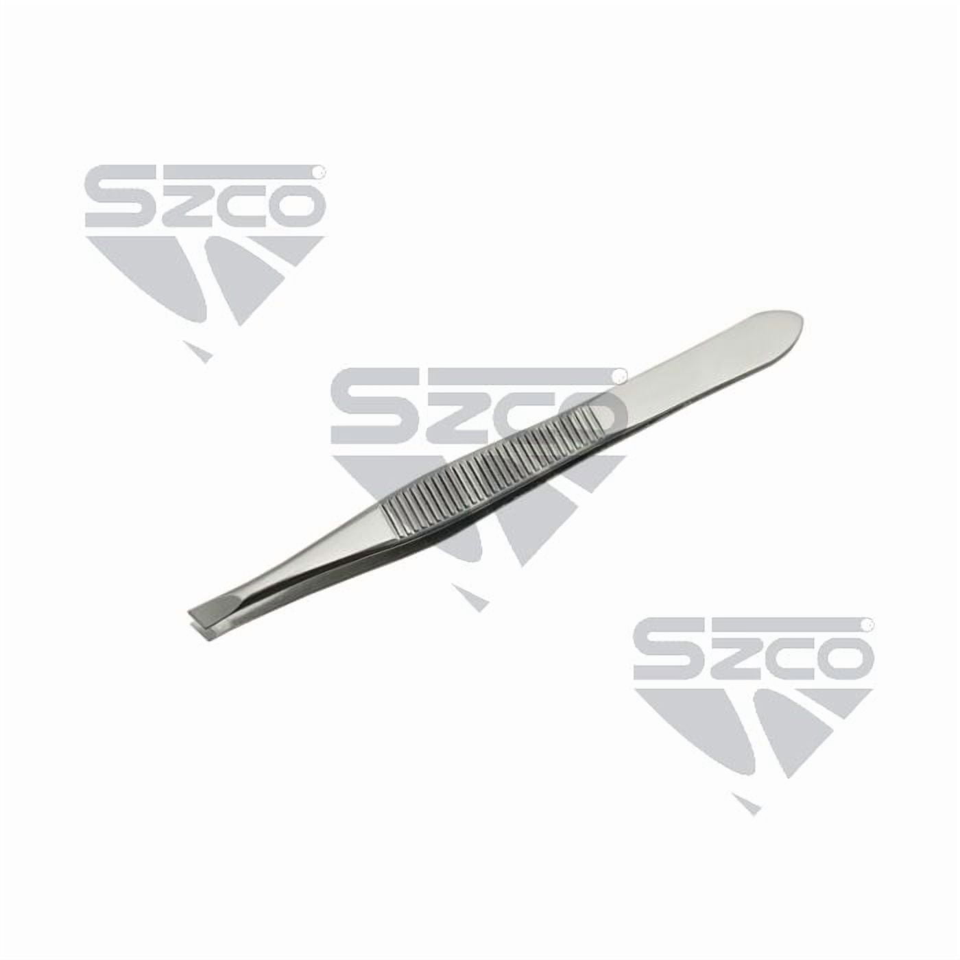 SZCO 36 Piece Jar 3.5 Inch Slant Tip Eyebrow Tweezers Stainless Steel Mirror Finish Angled Precision Hair Removal Tool Set