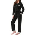 thumbnail image 4 of Womens Pajamas Sets Lace Trim Long Sleeve Button Down Sleepwear Elastic Waist Pant Loungewear with Pockets S Black, 4 of 6