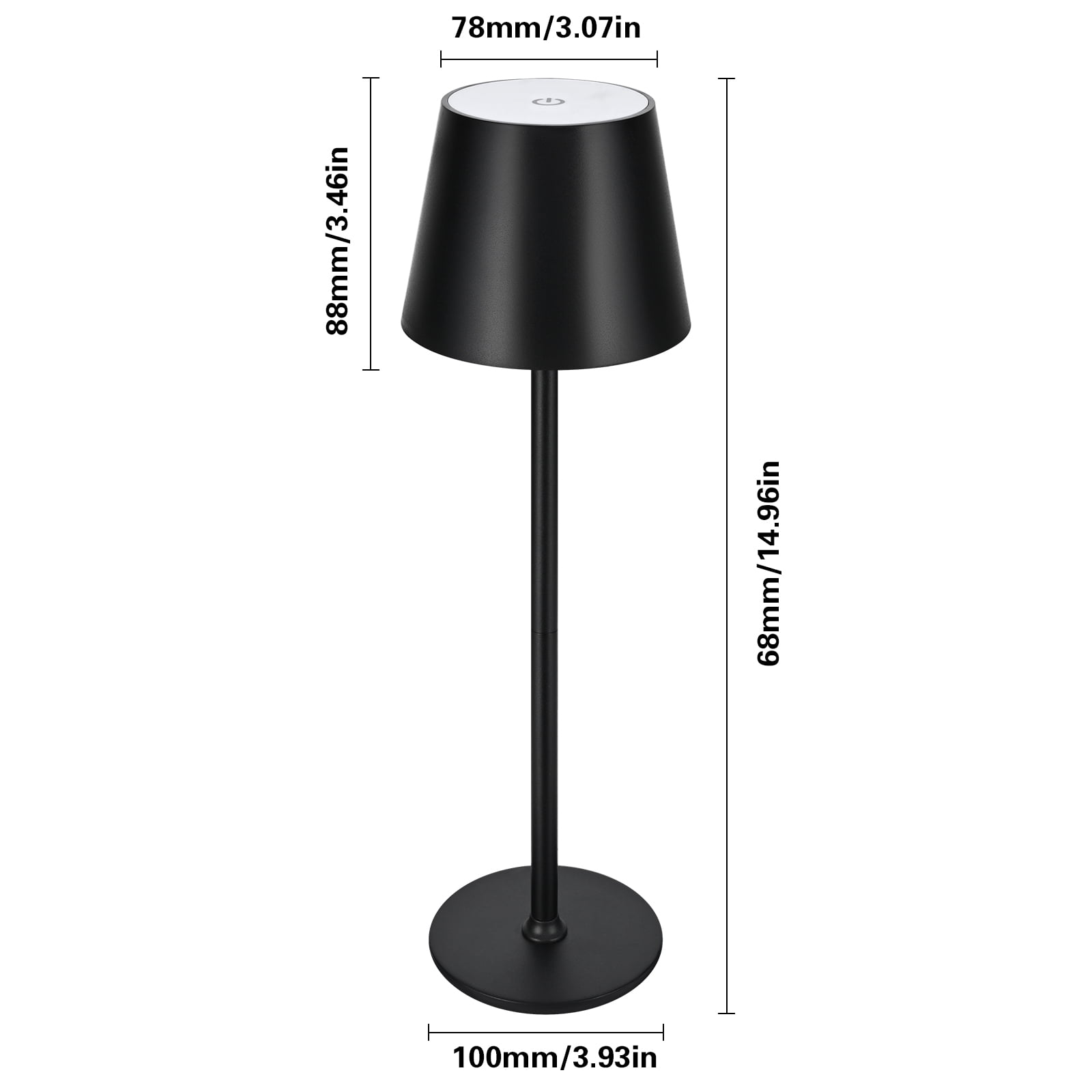 Ikfashoni Cordless Rechargeable 15"Table Lamps, 3 Levels Brightness Desk Lamp for Bedroom Office, Black
