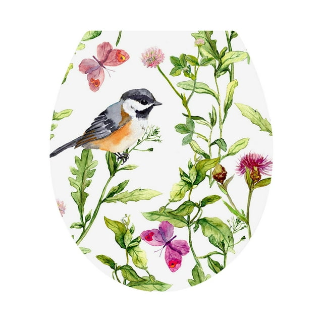 Toilet Seat Wall Sticker PVC Floral Toilet Lid Decals for Restroom Decor WC