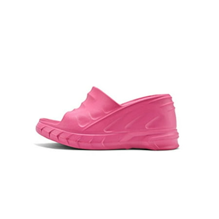 

Sanviglor Ladies Beach Sandal Platform Wedge Slides Slip On Sandals Pool Backless Lightweight Mules Heels Summer Slide Slippers Rose Red 9