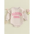 thumbnail image 2 of Caoirhny Baby Girl Romper Ruffle Long Sleeve Crew Neck Letter Embroidery Bodysuit Newborn Clothes, 2 of 8