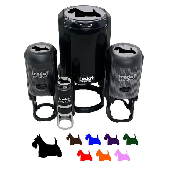 Scottish Terrier Scottie Dog Solid Self-Inking Rubber Stamp Ink Stamper - Lime Green Ink - Medium 1 Inch